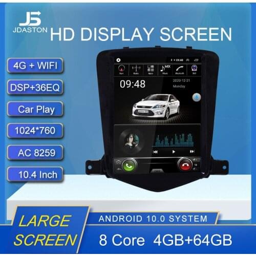 10.4 Inch Android 10 Car Multimedia Player For Chevrolet Cruze 2009-2015 2 Din Car Radio GPS Navigation Video 4G WIFI Network