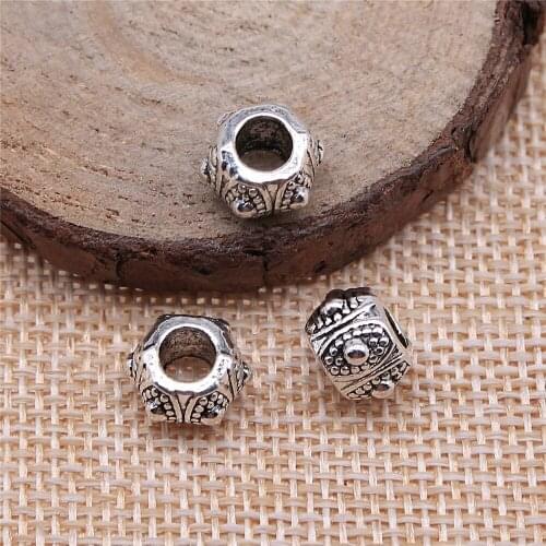 Free shipping 36pcs 9x9x7mm antique silver Large hole beads charms diy retro jewelry fit Earring keychain hair card pendant
