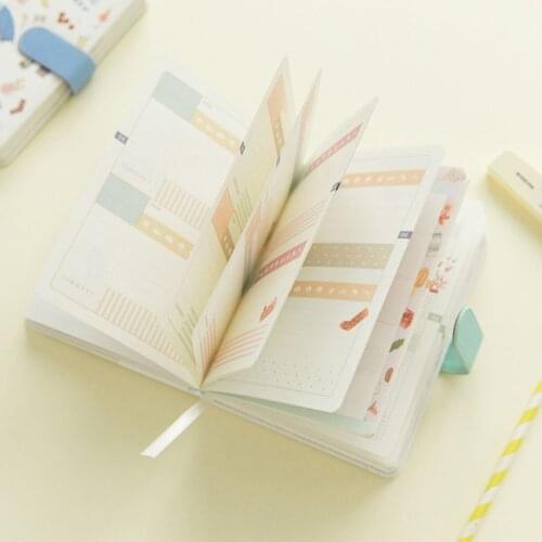 C5AE A5 Cute Cartoon Notebook Leather Diary Journal Planner Travelers Journal Agenda Organizer