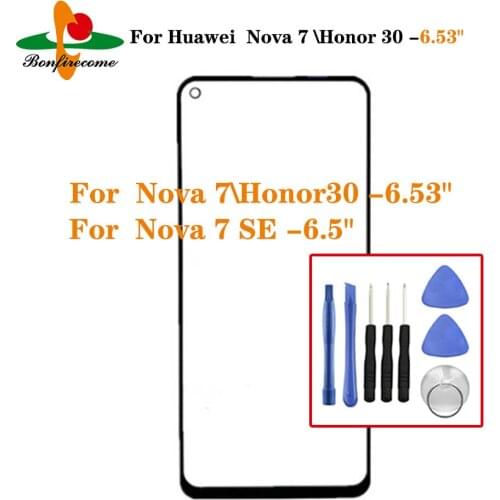 For Huawei Nova 7 JEF-AN00 Honor 30 Front Touch screen Panel For Nova 7 SE CDY-AN00 LCD Display Outer Screen Glass Cover Lens