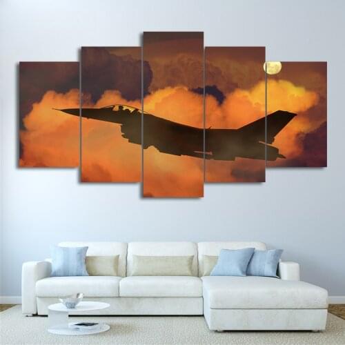HD Printed 5 Piece Canvas Art Airplane in Clouds Canvas Painting Wall Pictures for Living Room Home Decor Dorp Shipping