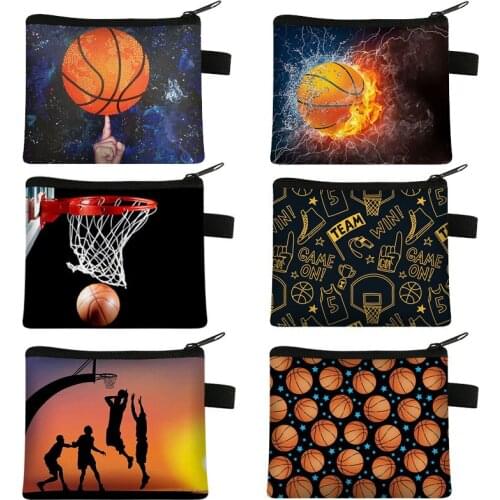 Hot blooded Basketbally Print Coin Purse Women Men Wallet Key and Credit Card Holder Bags Teenagers Money Bag Mini Purses Gift