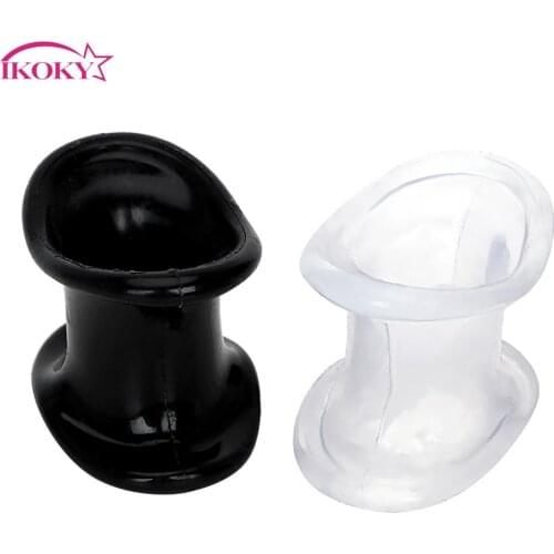 IKOKY Delay Ejaculation Male Chastity Device Scrotum Stretcher Cock Cages Penis Ring Sex Toys For Men
