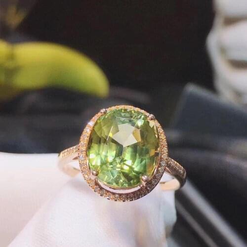 H630 Green Tourmaline Ring 18 K Gold Jewel Natural Green Tourmaline 5.66ct Gemstones Diamonds Female Rings for Women Fine Ring