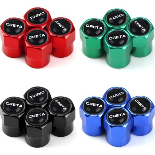 4pcs Colorful Car Wheel Tire Valve Caps Stem Case For Hyundai CRETA Car Badge Auto Accessories Aluminum alloy