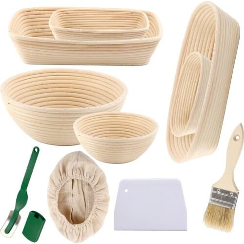 Sourdough Bread Banneton Basket Set Bread Mold Rattan Bread Proofing Basket Baking Mold Bakeware Dough Scraper Baking Tools