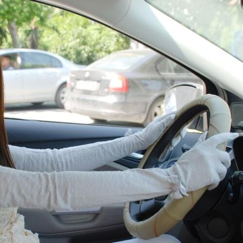 Summer Sunscreen Gloves Women Opera 60cm Long Opera Sleeve Cotton Lace Gloves Anti UV Slip Resistant Driving Gloves Full Finger