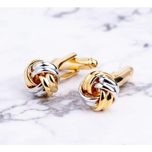 Cufflinks for mens shirt fashion metal knot cufflinks wholesale french silvery gold knot cufflinks