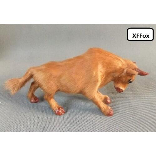 Cute real life yellow cattle model plastic&furs simulation bull doll gift about 17x10cm xf1905