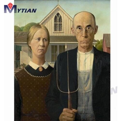 5D DIY Full Drill Square&Round Diamond Painting Embroidery Set American Gothic Home Decor Mosaic Painting Cross Stitch