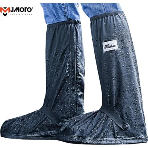 Black Motorcycle Rain Shoes Covers Waterproof Cycling Outdoor Motocross Non-slip Boots Overshoes Rainproof Moto Boots Reusable