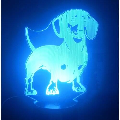 A Dachshund Pet Puppy Dog 3D Lamp Unique Prize for Teenager for Room Decorative Colorful with Remote Usb Led Night Light Lamp