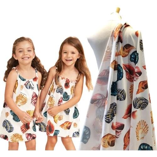 Spring and summer new parent-child decoration conch pattern digital printing fashion fabric dress shirt swimsuit design material
