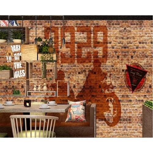 Beibehang wallpaper for kids room Wall sticker brick wall graffiti motorcycle bar KTV decorative mural home interior background