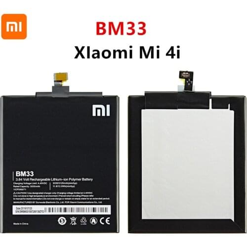Xiao mi 100% Orginal BM33 3120mAh Battery For Xiaomi 4i Mi 4i Mi4i M4i BM33 High Quality Phone Replacement Batteries