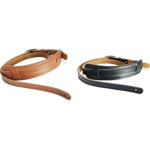2 Pcs Leather And Metal Buckle Electric Guitar Strap Belt Shoulder Pad Adjustable Vintage Guitar Straps, Brown & Black