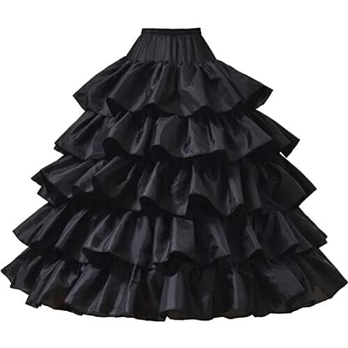 Romantic Ball Gown Petticoat Skirt Floor Length Wedding Petticoat Black Crinoline Underskirt