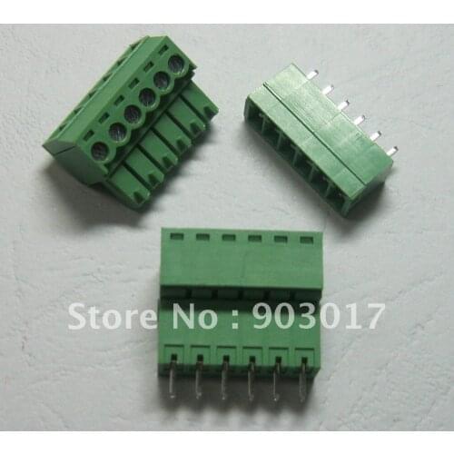 Pitch 3.5mm 6pin/way Screw Terminal Block Connector Green Color Pluggable Type with pin 120 pcs