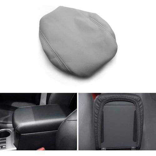 Car-styling Inner Micro Leather Center Control Lid Armrest Box Cover Trim Elastic Band For Toyota 4Runner 2010 - 2017 2018 Gray