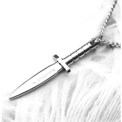 Cool Supernatural Sword Dagger Knife Necklace Pendant For Men Stainless Steel Male Bike Punk Jewelry Wholesale Dropshipping