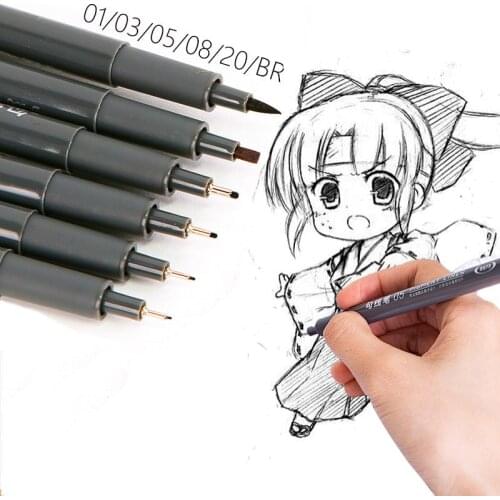 Fineliner Sketching Pen Waterproof Black Pigment Liner Micron Pen Set Neelde Drawing Pen 005 01 02 03 04 05 08 1.0 Brush Pens