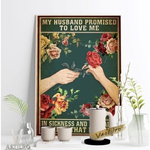 Love Oath Quotations Vintage Poster Married Promise Art Prints Wall Pictures Wedding Anniversary Gift Idea Retro Bedroom Decor