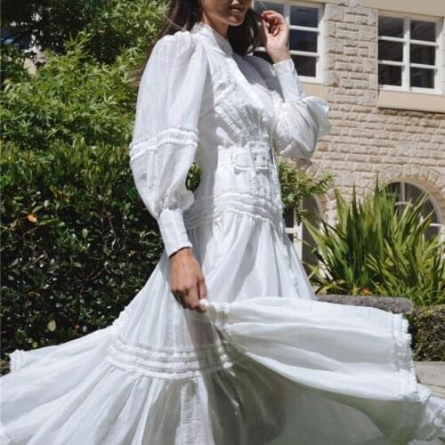 Green Long Sleeve Dress 2021 Autumn Winter Collar Ruched Maxi Vestidos Elegant Button Party Slim Ladies Clothes White Sashes