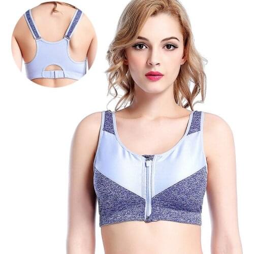 Zipper Push Up Women Fitness Brassiere,Padded Wirefree Shockproof Breathable GymaticsTops,Fitness Yogi Workout Bra