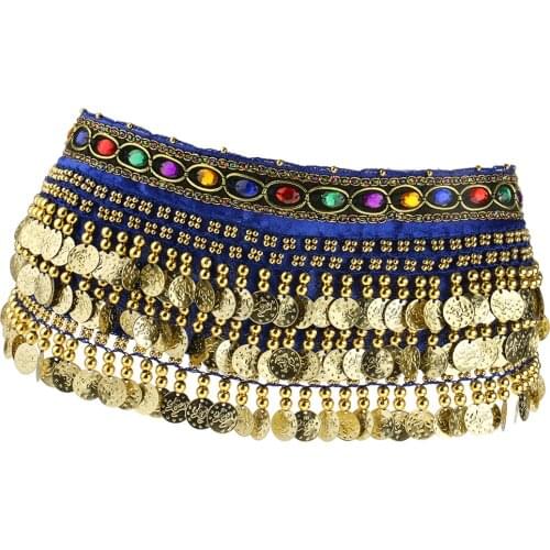 Ladies Belly Dance Wrap Belt Gold Coins Tassel Hip Scarf Costume