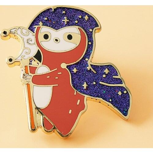 Game Magic Wizard Sloth Enamel Brooch Pin Jeans Jacket Lapel Hard Metal Pins Brooches Badges Exquisite Jewelry Accessories Gifts