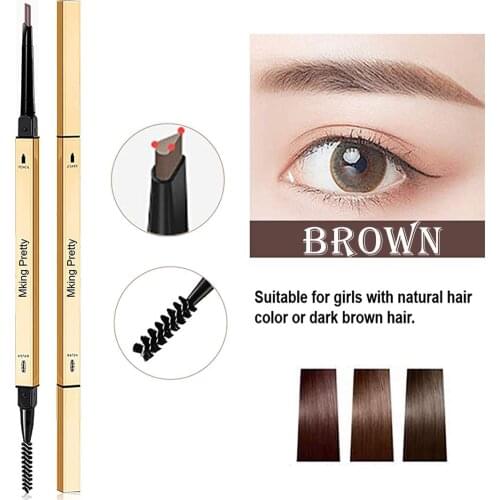 1 PC Fine Double Head Eyebrow Pen With Eyebrow Brush Sexy Eye Makeup Durable Waterproof Long Lasting Tattoo Eye Brow Pencil