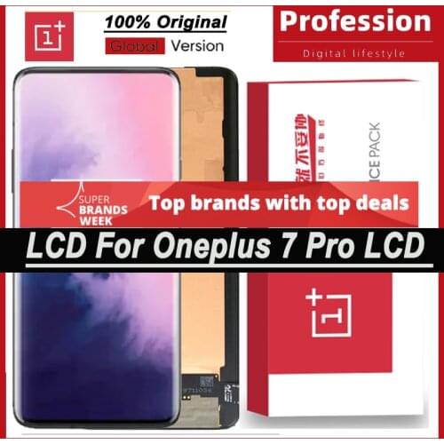 100% Original 6.67'' AMOLED Display for OnePlus 7 Pro Full LCD Touch Screen Digitizer Assembly Repair Parts with Service Pack