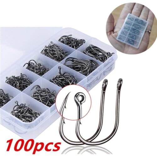 100pcs/box High Quality Stainless steel Carp Fishing Bait Sharpened Ultrapoint Fish Hooks 10 Sizes can be choose