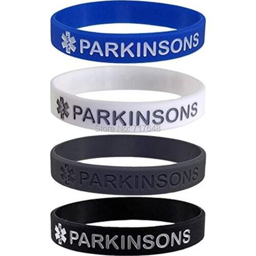 100pcs PARKINSONS Medical Alert ID wristband silicone bracelets free shipping by epacket A