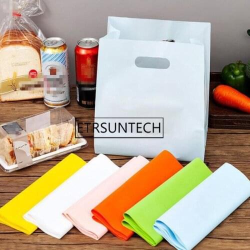 300pcs Donut Baking Packaging Takeaway Biscuit Bread Cake Packing Bag Plastic Punching Food Tote Bag Chocolate Nut