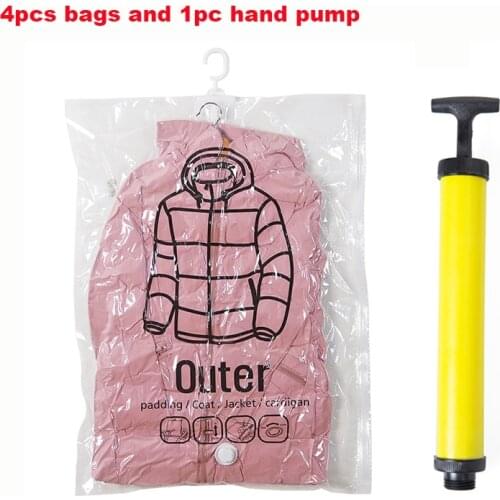 5pcs/set Vacuum Clothes Storage Bags Foldable Compression Sacks Hangable Closet Clothing Organizer