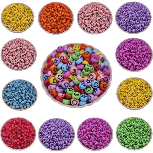 50Pcs 7MM Acrylic Star Moon beads Soild mixed Beads DIY For Jewellery Making