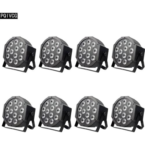 8 PCS/Lot 12x12w Led Par Light RGB+UV 4in1 Flat Par Light DMX512 Disco Light Full Color UV Light