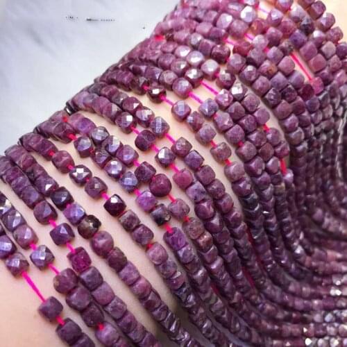 AAAAA LOOSE BEADS Sri Lanka Ruby red square faceted 4*4.5mm Wholesale for DIY jewelry necklace 36cm