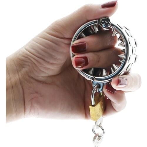 BDSM Penis Torture SHARP 4ROWS Cock Ring Scrotum Pendant Male Chastity Device Penis rings male chastity Spike Ring Male CockRing