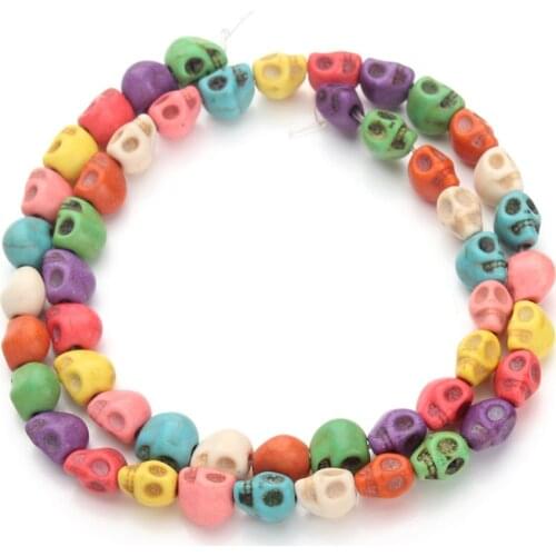 Multi-colors Skull Turquoises Loose Spacer Beads Natural Created Beads Necklace Jewelry Making Findings DIY
