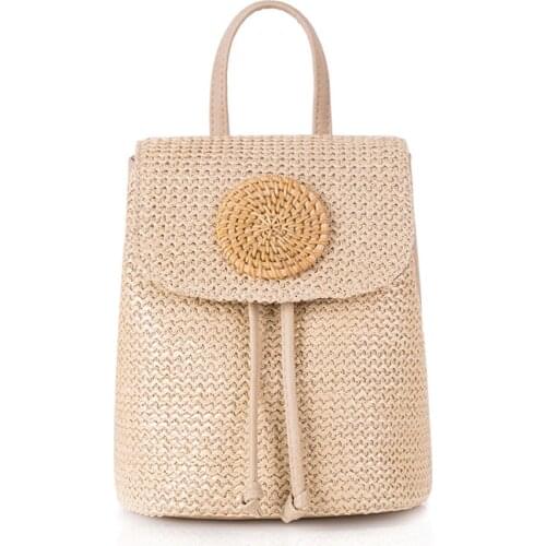 Bohemia Straw Backpack For Women Large Capacity School Packs Tassel Handmade Beach Bags Travel Lady Backpack Woven knapsack sac