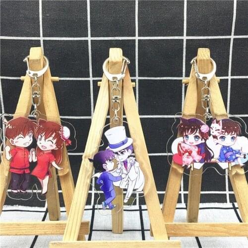 Detective Conan Keychain Acrylic Man Key Chain Women Key Holder Cute Couples Keyring Anime Key Ring Wedding Zinc Alloy Brelok