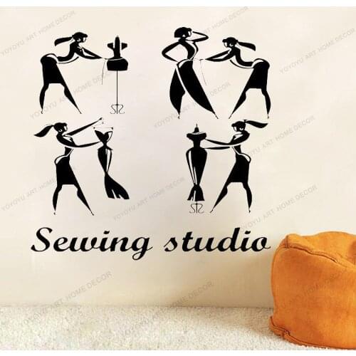 Atelier decor,sewing studio, tailor,Wall Decal,sewing fabric sewing thread set sewing elastic Window Sticker,Handmade yw-704