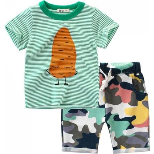 2020 Kids Clothes for Boys Cotton Short Sleeve 2pcs Baby Children Clothing Sets 2 3 4 5 6 7 8 year Kids Shorts and T Shirt Set