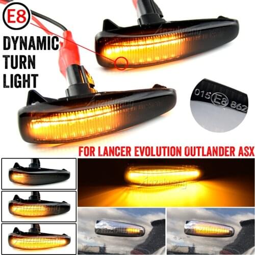 For Mitsubishi Lancer Evolution Evo X Outlander Sport RVR ASX Mirage 2014+ LED Side Fender Dynamic Turn Signal Light Marker Lamp