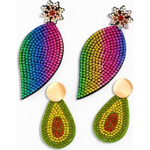FLOLA Handmade Big Leaf Beads Earrings For Women Multicolor Resin Beaded Teardrop Earrings Dangle Bohemian Jewelry Gifts ersv34