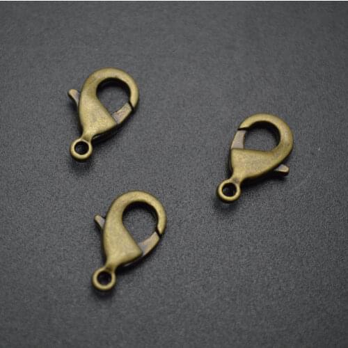 Jewelry Findings Antique Bronze Color Lobster Claps Fit Necklace Making Various Size: 10mm 12mm 15mm 22mm