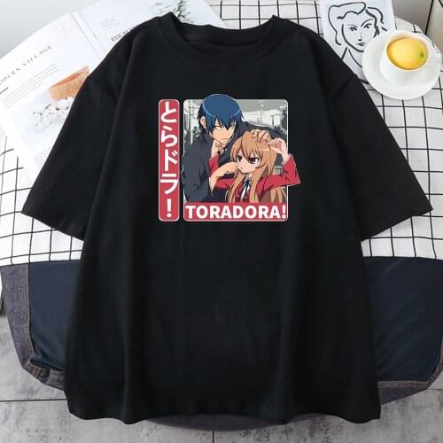 Toradora Anime Print Woman Harajuku T-shirt Summer O-neck Anime Clothing Loose Fashion Tees Shirts Retro Female Oversized Tshirt
