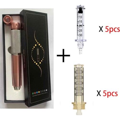 Pink 0.3&0.5 Heads Hyaluron Pen with 3 Level Adjust Pressure Hyaluronic Acid Pen No-Needle Mesotherapy Gun Anti Wrinkle Lip Lift